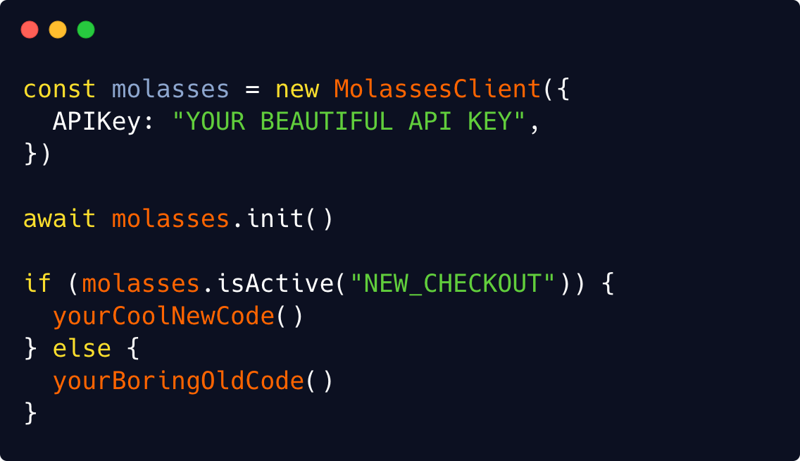 Example code of the Molasses Javascript Client.